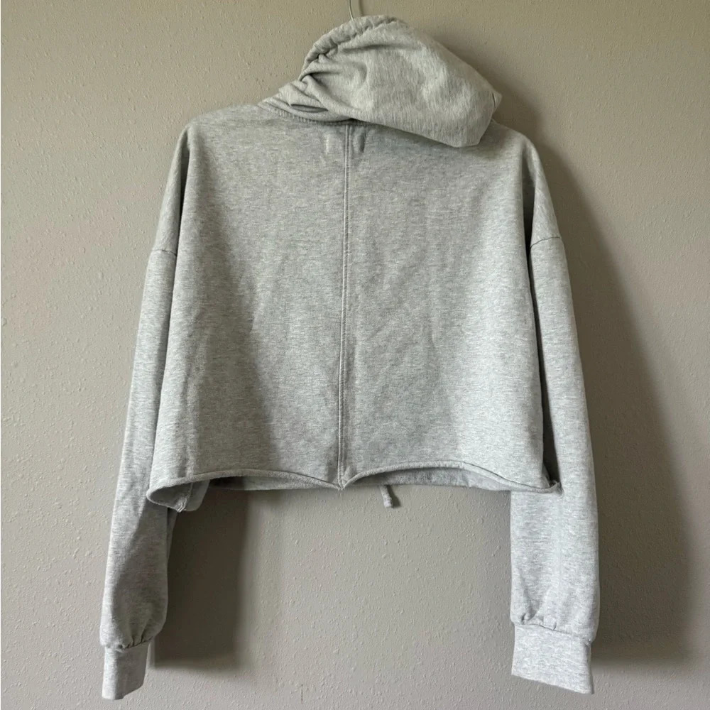 Open Edit Heather Gray Cropped Hoodie Medium - Picture 3 of 4
